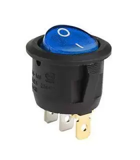 Переключатель авто с подсветкой on-off круглый, синий, 3pin (MIRS-101-8C-12)