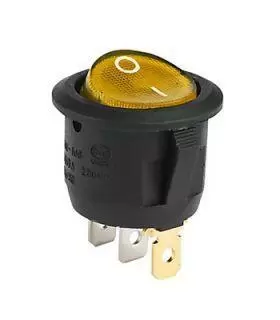Переключатель авто с подсветкой on-off круглый, желтый, 3pin (MIRS-101-8C-12)