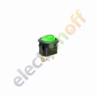 Переключатель с подсветкой on-off круглый, зеленый, 3pin (MIRS-101-8C)