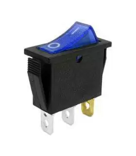 Переключатель с подсветкой on-off узкий, синий, 3pin (IRS-101)
